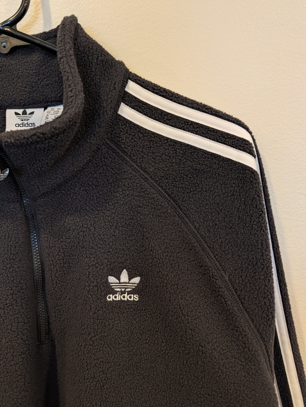 adidas Black Fleece PrimeGreen Quarter-Zip Jacket with White Stripes Size Small - Picture 4 of 6